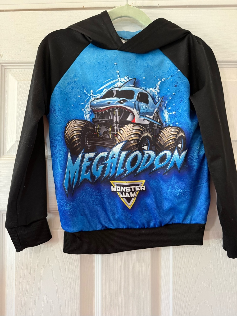 Monster Jam Megalodon Hoodie - Blue & Black Kids Hoodie- Size 6